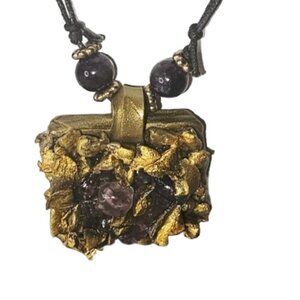 Amethyst Necklace-NWT-Pendant- 1.5 inches- Necklace- 14 inches-Adjustable